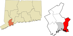 Stratford's location within the Greater Bridgeport Planning Region and the state of Connecticut