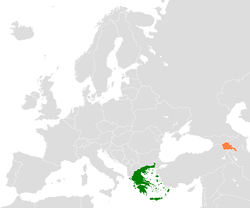 Map indicating locations of Greece and Armenia