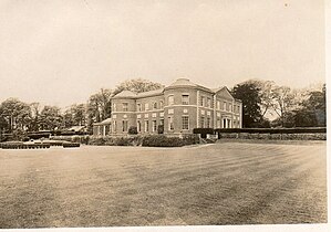 Herstmonceux Place, circa 1932. The south and east fronts by Samuel Wyatt in 1778. The white panels are Coade Stone. (See "Herstmonceux Place")