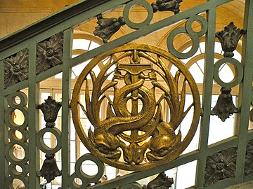 Railing of the Stairway of Honor to first floor, with nautical theme