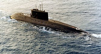 The Iranian Kilo-class submarine Yunes, during delivery in 1995.
