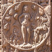 Lakshmi with lotus and two child attendants, probably derived from similar images of Venus[28]