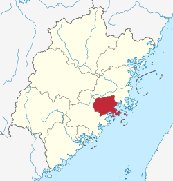 Location of Putian in Fujian