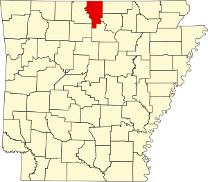 Map of Arkansas highlighting Baxter County