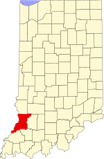 Map of Indiana highlighting Knox County