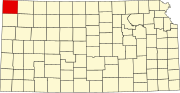 Map of Kansas highlighting Cheyenne County