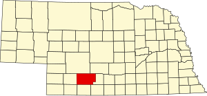 Map of Nebraska highlighting Frontier County