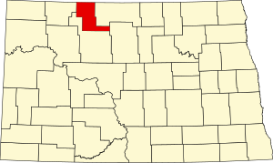 Map of North Dakota highlighting Renville County