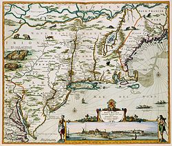New Netherland map published by Nicolaes Visscher II (1649–1702)