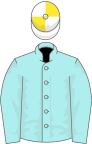 Pale blue, white and yellow quartered cap