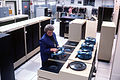 Computer room for PAVE PAWS at Cape Cod AFS, 1986. Note the four large hard disk units in the foreground.