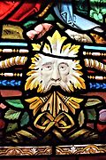 Pennal, Gwynedd: one of the few examples on stained glass church windows