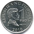 The one-peso coin of the BSP series