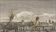 Le port de Caen vu de la Prairie by Nicolas Ozanne (1787)