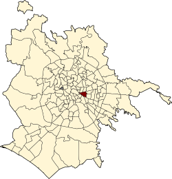Map of administrative subdivisions of Rome with Tor Pignattara highlighted