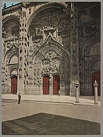 Western facade of the New cathedral of Salamanca, in 1890, color photochrom. Library of Congress.[4]