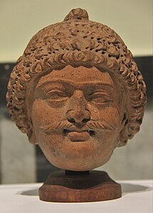 Terracotta head from Akhnoor (Jammu). Head presented to the museum from the collection of Alma Latifi. (6th century CE)