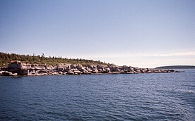 Gulf of St. Lawrence, Mingan Archipelago, islands, monoliths, cold shoreline vegetation