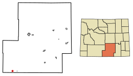 Location of Baggs in Carbon County, Wyoming.