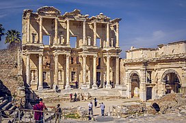 Side view of the Library of Celsus