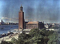 Stockholms stadshus im Bau 1921