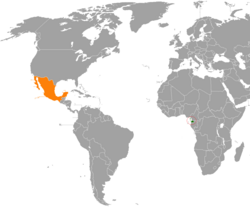 Map indicating locations of Equatorial Guinea and Mexico
