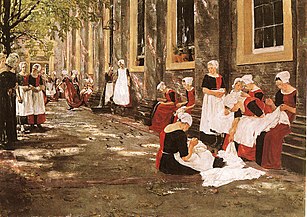 Max Liebermann: The Courtyard of the Orphanage in Amsterdam: Free Period in the Amsterdam Orphanage, 1882.