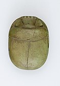 Heart scarab of the singer of Amun Iakai; 1550–1186 BC; glass; length: 4.8 cm, width: 3.5 cm, height: 1.5 cm; Metropolitan Museum of Art (New York City)