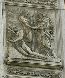 Creation of Eve relief, Jacopo della Quercia (c. 1374–1438), Bologna Cathedral