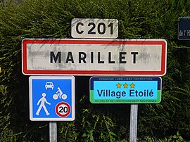 The sign showing the entrance of Marillet