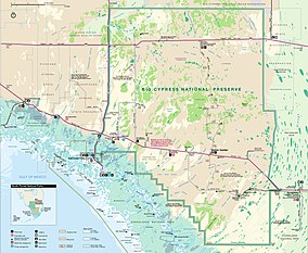 Map showing the location of Big Cypress National Preserve