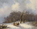 Winterlandschaft mit Pferdeschlitten (Öl auf Karton 1891)