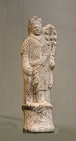 East Gaulish pipeclay figurine of the goddess Fortuna, made at Cologne. 2nd century AD.