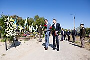 Secretary Blinken with Ukrainian Foreign Minister Dmytro Kuleba at Berkovetske cemetery in Kyiv, Ukraine, September 2023