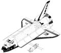 4-7 seats Space Shuttle orbiter and 3 seats Soyuz-TM (drawn to scale)