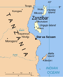 Location of Zanzibar within Tanzania