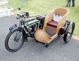 Triumph Model H motorcycle with wicker sidecar