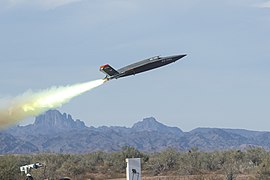 Zero-length launch: XQ-58 Valkyrie taking off from Laguna Army Airfield.