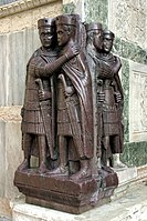 The Four Tetrarchs, c. 305, showing the new anti-classical style, in porphyry, now San Marco, Venice