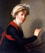Self-portrait of herself submitted for her admission to the Saint Petersburg Academy of Arts Now in the Hermitage Museum. Along with the other Uffizi portrait,these are the only surviving self-portraits by the artist showing her in the act of painting.