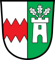 Gemeinde Ernsgaden Gespalten von Silber und Grün; vorne ein roter Zickzackbalken, hinten ein silberner Zinnenturm, aus dessen mittlerer Zinne drei silberne Eichenblätter wachsen.