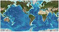 Image 19   The global continental shelf, highlighted in light green, defines the extent of marine coastal habitats, and occupies 5% of the total world area (from Marine habitat)