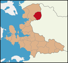 Map showing Kınık District in İzmir Province