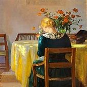 Interior With The Painter's Daughter Helga Sewing, 1890