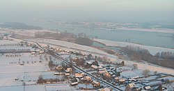 Snowy view of Altena near the Boven Merwede