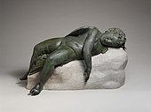 Ancient Greek statue of Eros sleeping; 3rd–2nd century BC; bronze; 41.9 × 35.6 × 85.2 cm; Metropolitan Museum of Art