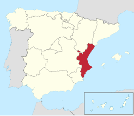 Location of the Valencian Community in Spain