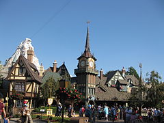 Fantasyland (Peter Pan's Flight in the foreground and the Matterhorn Bobsleds in the background)