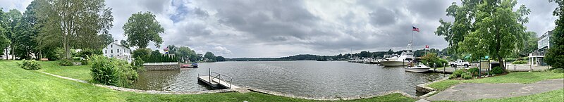Panoramic view of Essex Harbor from Essex Park
