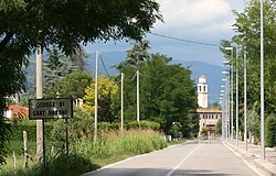Town's entrance; in background the bell tower